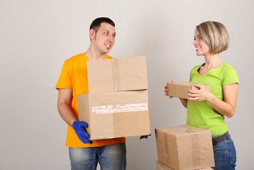 Local office movers navigating a West London street near Notting Hill